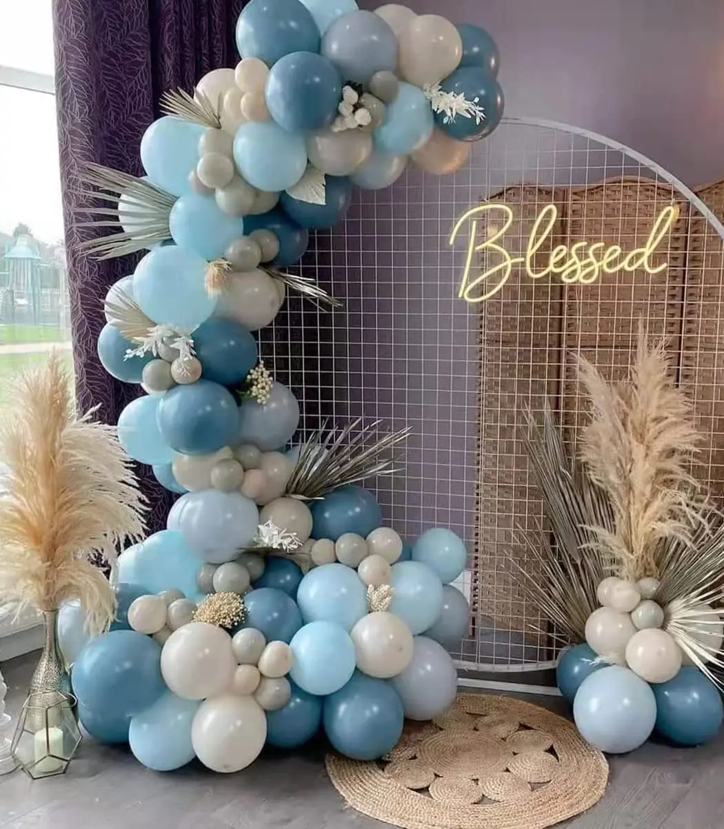 5/10/12/18inch Dusty Blue Balloons Retro Matte Haze Gray Baby Blue Balloons for Birthday Wedding Party Baptism Baby Shower Decor