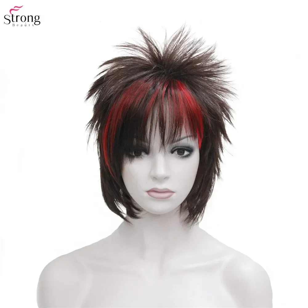 Parrucche sintetiche acconciatura punk capelli corti lisci parrucca  nera/rossa uomo StrongBeauty - AliExpress, image size:1000x1000