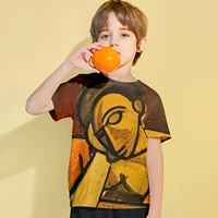 Picasso Abstract Style 2024 Summer 4-14 Years Children Kid Cool Boy Cute Girl Lightweight and Breathable 3D Print T-Shirt Tops 2