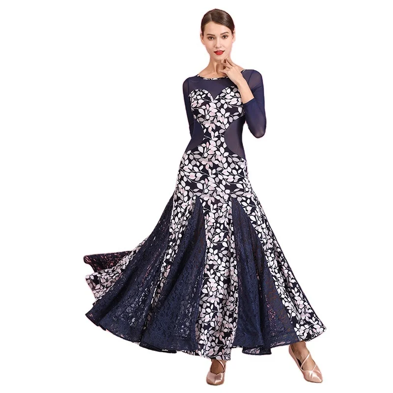 

Women Adult Lace Dancing Dress Standard Competition Dance Dress Ballroom Stage Dance Wear