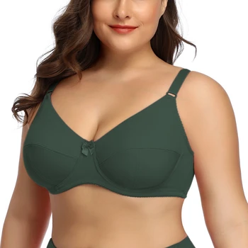 BEAUWEAR Plus Size Bras for Women Underwire Bra no Pad Thin Unlined Lingerie Plain Underwear Cup C D E F 1