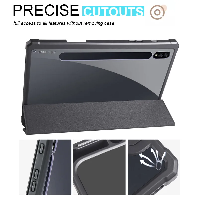 Enhanced Shockproof Flip Cover with Kickstand and Clear Stand