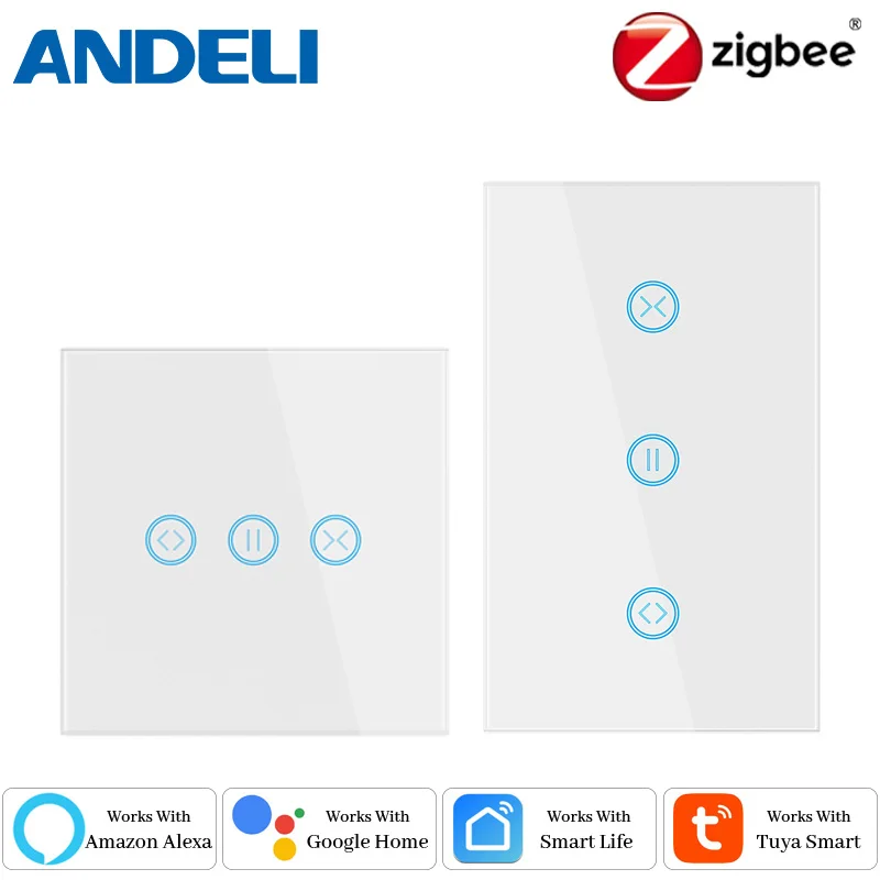 Zigbee Touch Design สวิตช์ม่านอัจฉริยะสําหรับม่านมอเตอร์และม่านม้วนทํางานร่วมกับ Tuya Smart Life App Alexa Google 1