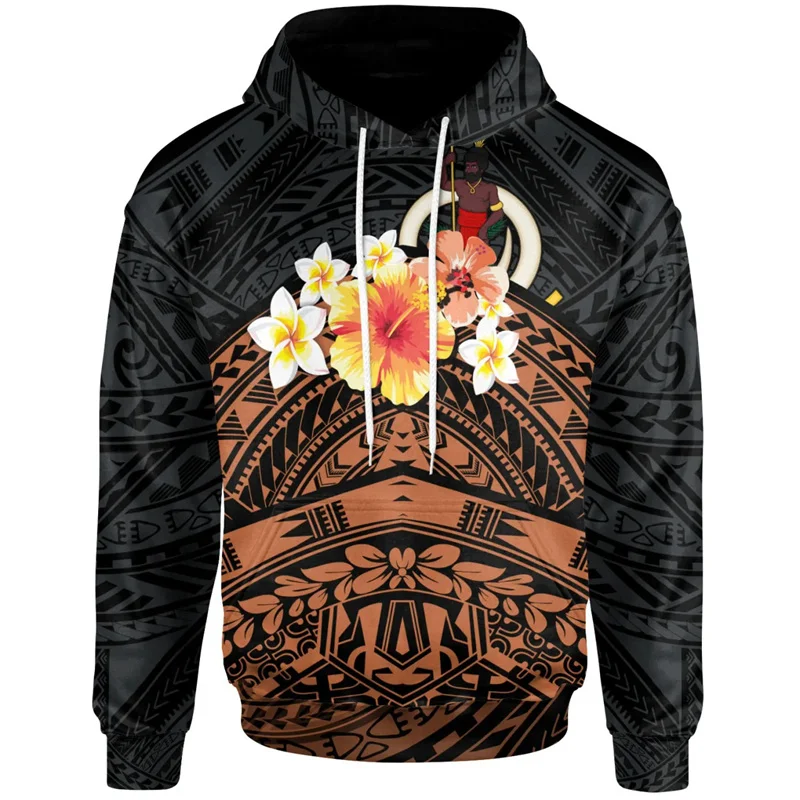 thumbnail image 1 of Sudadera con capucha con estampado 3D del sello de Vanuatu con patrones polinesios para hombre, sudadera con capucha con gráfico del escudo de armas de Vanuatu, 1 of 4