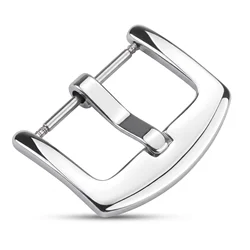 Men's Stainless Steel Watch Band Buckle - Silver, Black, Gold Options - 22mm (Silver polished)