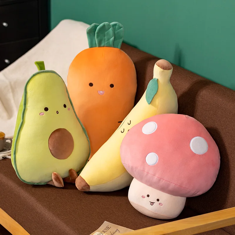 Fruit Avocado Stuffed Pillow Soft Banana Plush Toy Cute Cartoon Mushroom Doll Carrot Plush Pillow Gift for Girls plush toys
