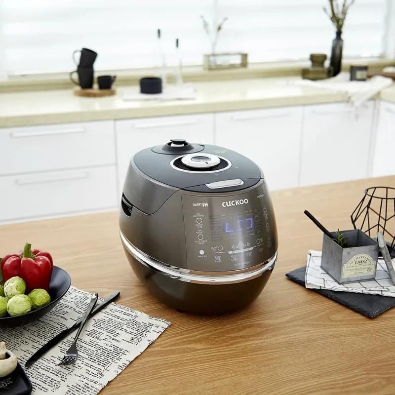 Induction heating pressure rice cooker with non-stick inner pot 21 menus fuzzy logic technology 3voice guides automatic cleaning 2