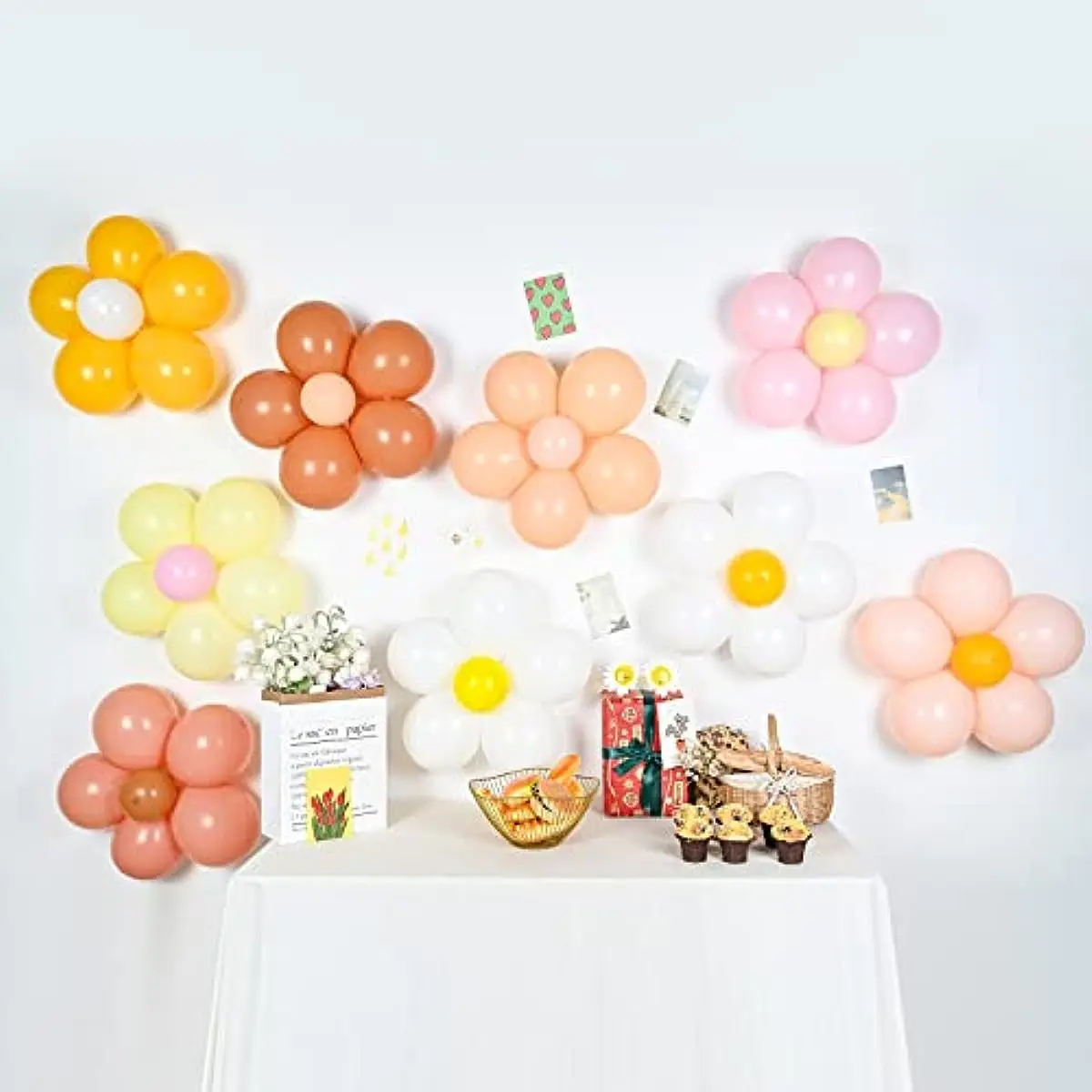 Daisy Flower Balloons DIY Kit Boho Daisy Balloons Flower Party Decorations for Baby Shower Birthday Wedding Groovy Party Supply