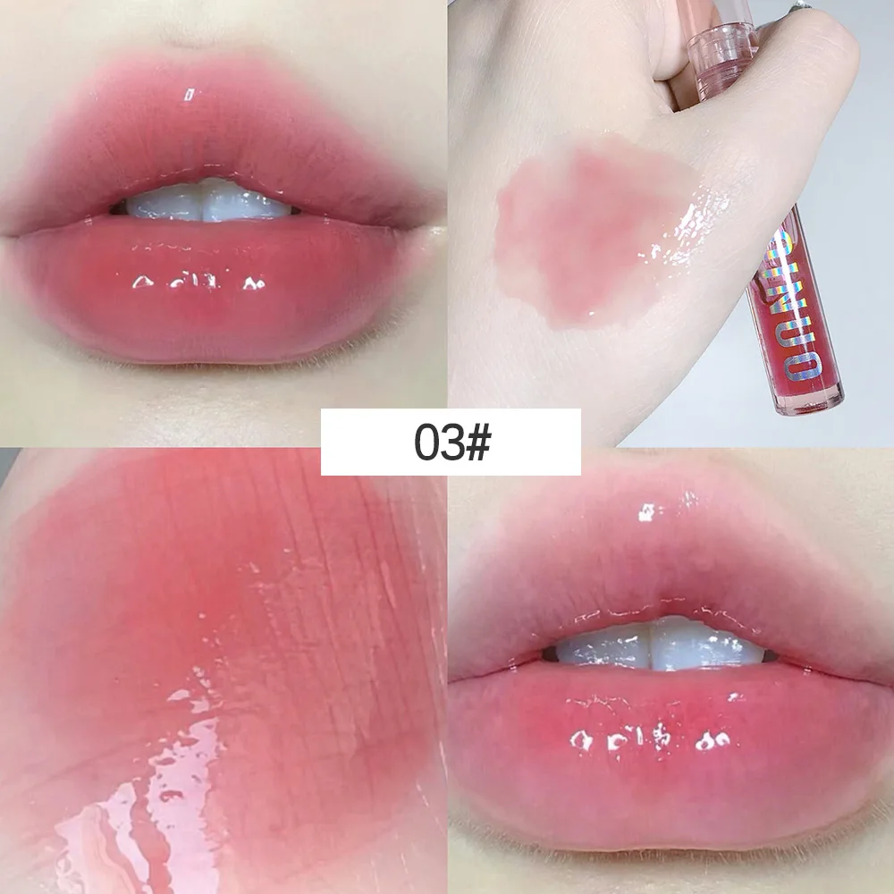 SHAQINUO 4 PCS Water-gloss Mirror Jelly Lip Gloss Moisturizes Lips Shimmers With Fine Pearls Brightens Lip Color 3