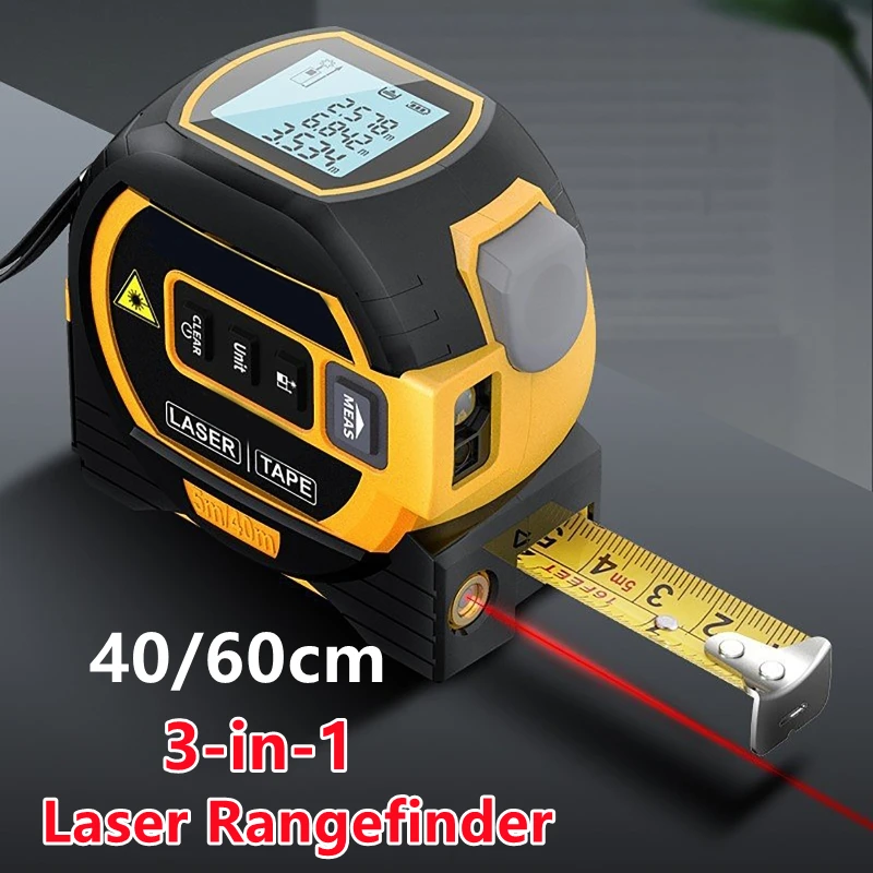 

3in1 Laser Rangefinder 5m Tape Measure Ruler LCD Display Distance Meter Measurement Device Area Volumes Surveying Equipment