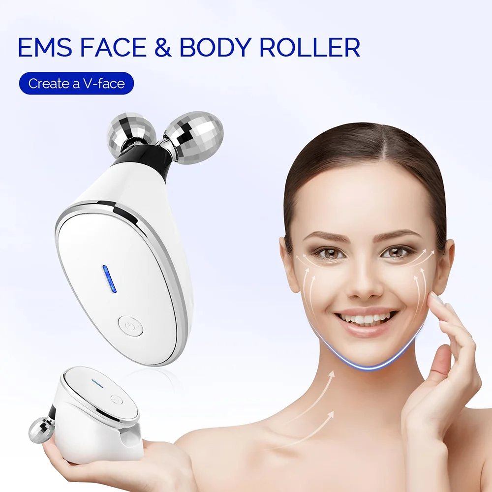 

Face Lift Roller Massager EMS Microcurrent High Frequency Vibration Facial Lifting Skin Tighten Massage Beauty Devices