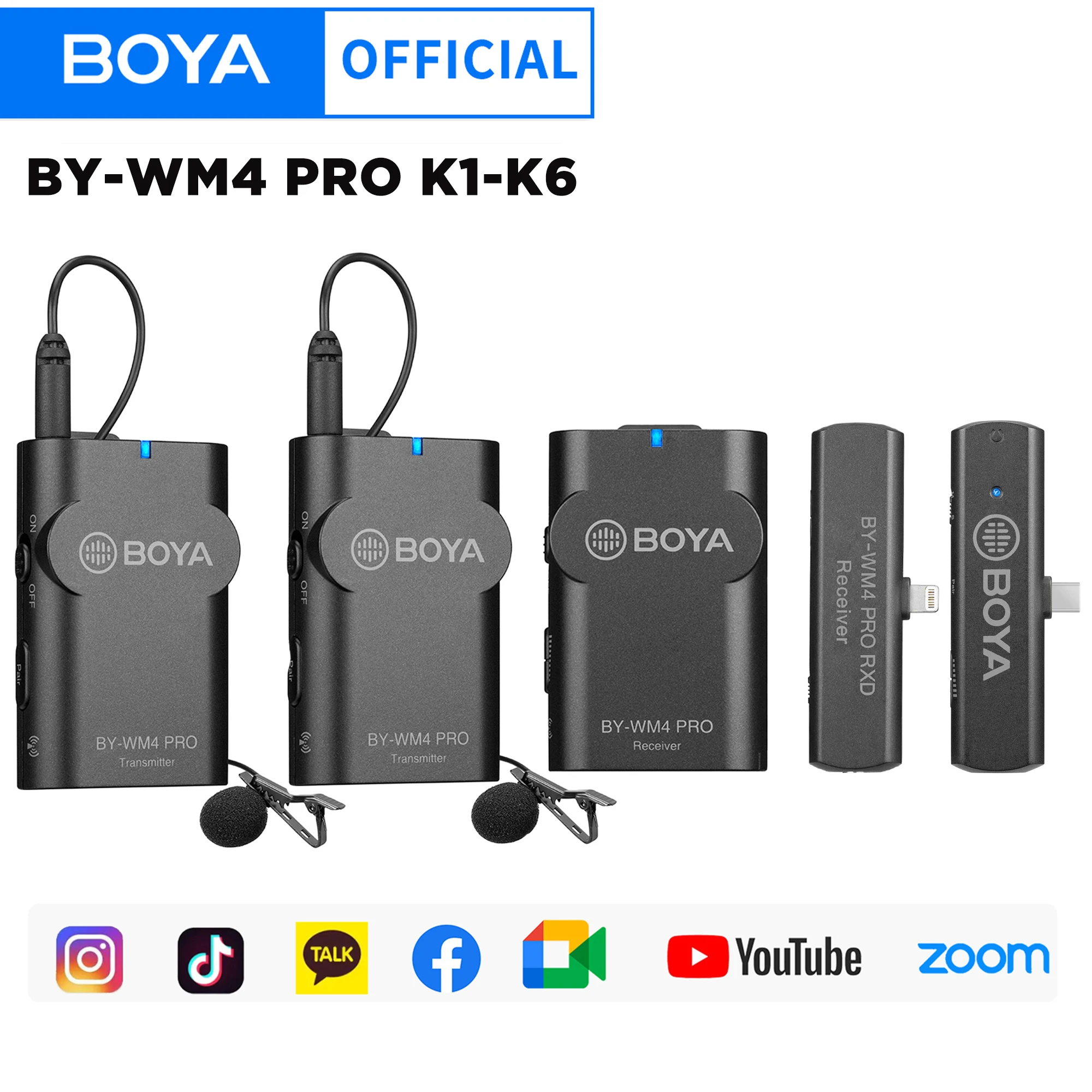 Boya By-wm4 Pro 2.4ghz sem Fio Lapela Lapela Sistema de Microfone para Iphone Huawei Android Câmera pc Entrevistas Streaming ao Vivo