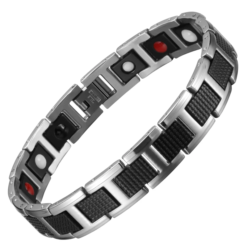 

Strength 4 Elements Men Bracelet Black Stainless Steel Charm Bracelets Bangles Health Care Energy Balance Jewelry