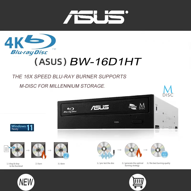 Asus 16X BW-16D1HT Internal Blu-ray Burner Drive with 1 pc