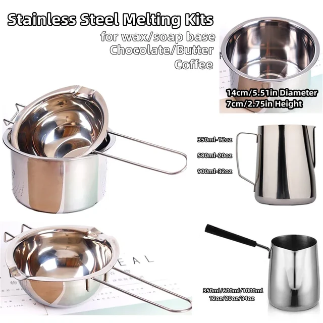 Stainless Steel Double Boiler Pot for Melting Chocolate, Melting Pot for  Chocolate, Candy and Candle Making (18/8 Steel, 2 Cup Capacity, 480 ML) 