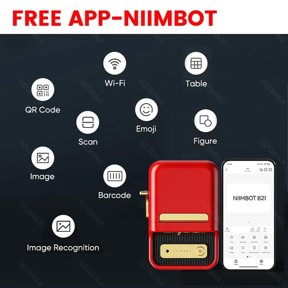 Niimbot B21 Mini Impressora Térmica Portátil Etiqueta de Código de Barras Mobile Maker Etiqueta Faça Você Mesmo Presente do Pequeno Negócio Novo Largura 2050 mm - Imagem 4