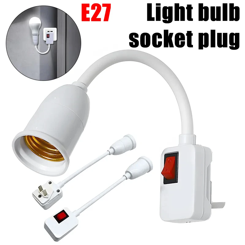 E27 Rotary Lamp Head Switch EU US Plug Socket Converter 360&deg; Adjustable LED Table Lamp Base Holder Direct Plug-in Lighting adjustable led table lamp