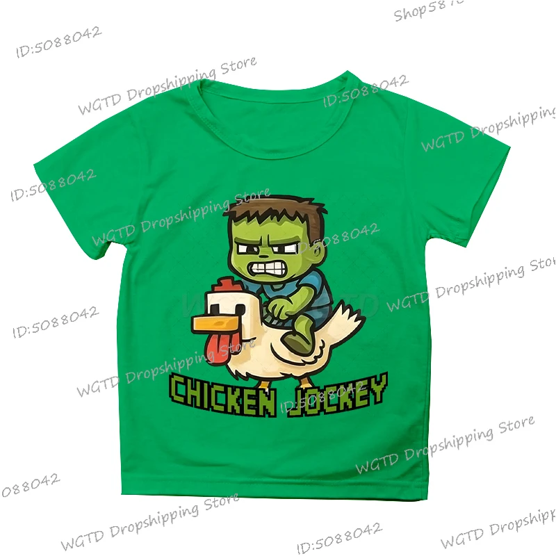 Chicken Jockey Print T Shirt Boys Girls Anime Cartoon Clothes Funny Game Chicken - Picture 15 of 21