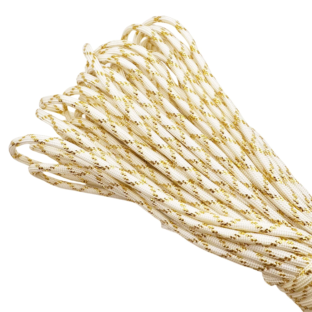 Neue Gold-Silber-Schnur 550 Paracord Fallschirmschnur Lanyard Mil Spec Typ III 7-Strang-Kern 100 FT 19 Farben – Detail 7