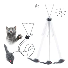 Door Hanging Mouse Interactive Cat Toys Mouse Self-Excited Hanging Door Retractable Cat Scratch Rope Cat Stick Toy Pet Supplies