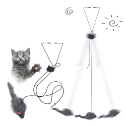 Souris suspendue pour chat, jouet interactif, corde à gratter rétractable, accessoire pour animaux de compagnie 