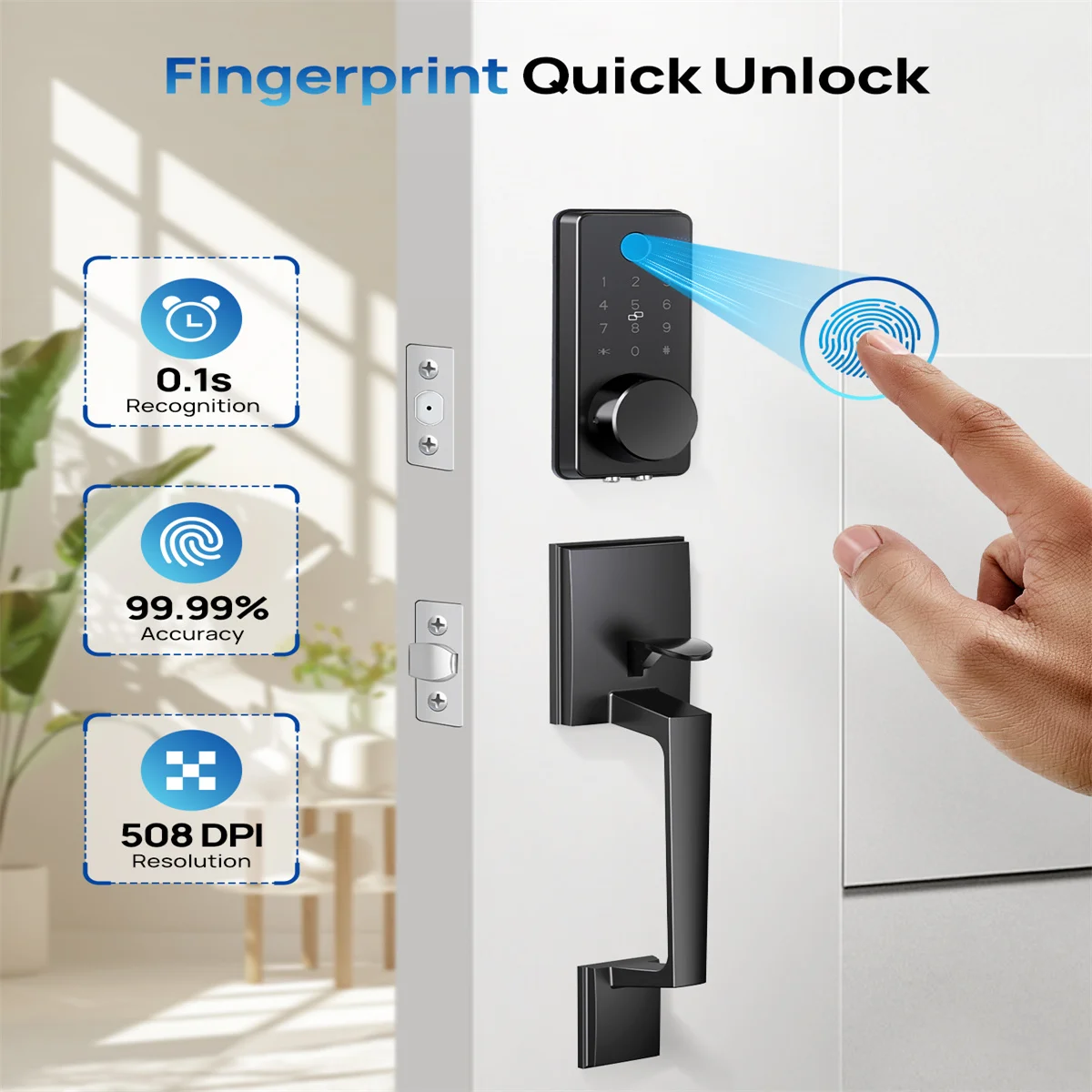 Smart Fingerprint Electronic Lock with Handle Set