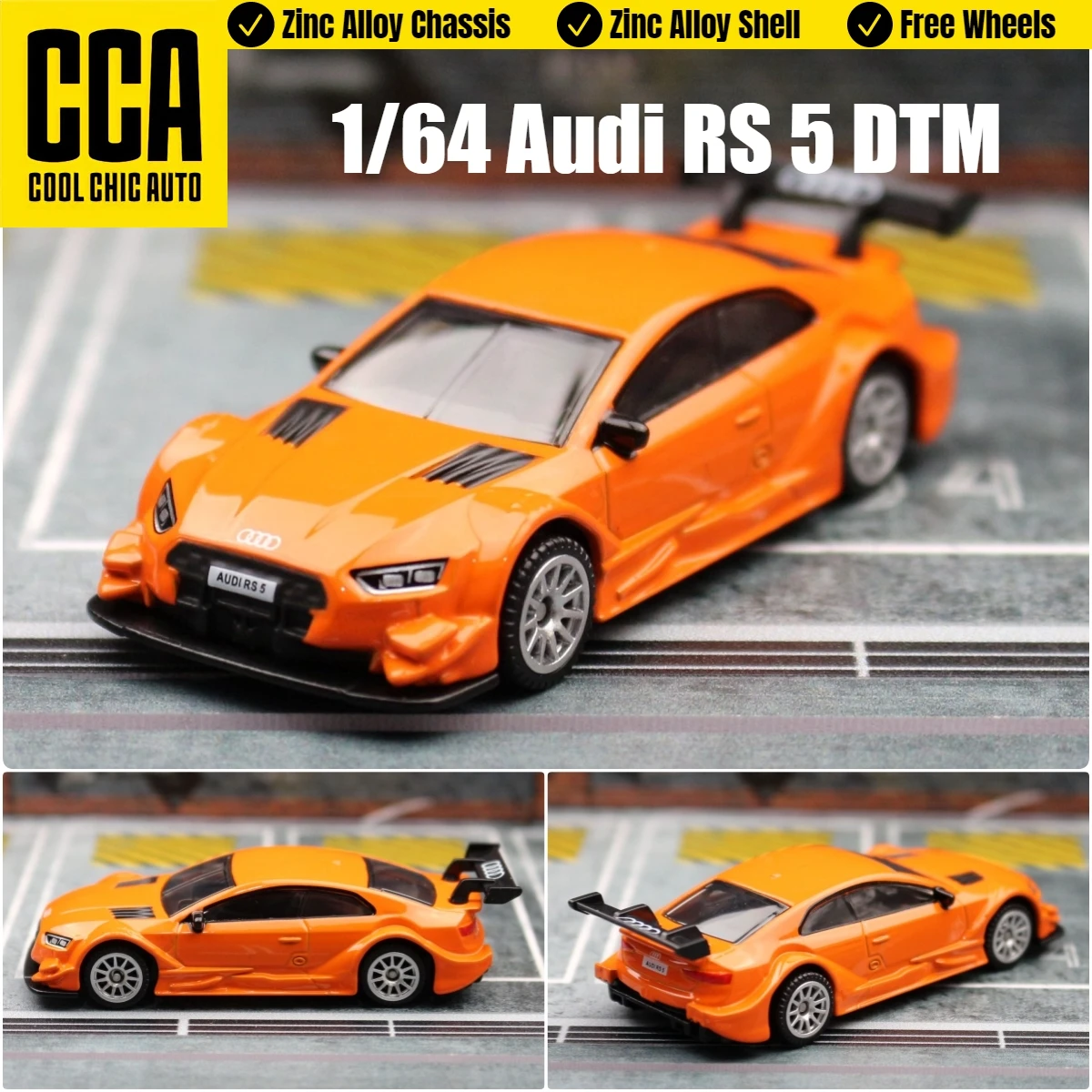 

1/64 Audi RS5 DTM Race Miniature Model CCA MSZ 3" Zinc Alloy Toy Car Vehicle Free Wheels Diecast Metal Collection Gift For Kids