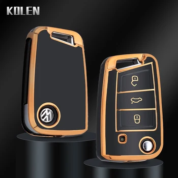 Fashion TPU Car Flip Key Case Cover Shell per VW Volkswagen Golf 7 MK7 Tiguan MK2 per Seat Ateca Leon FR 2 Ibiza Skoda Octavia - Fashion TPU Car Flip Key Case Cover Shell per VW Volkswagen Golf 7 MK7 Tiguan