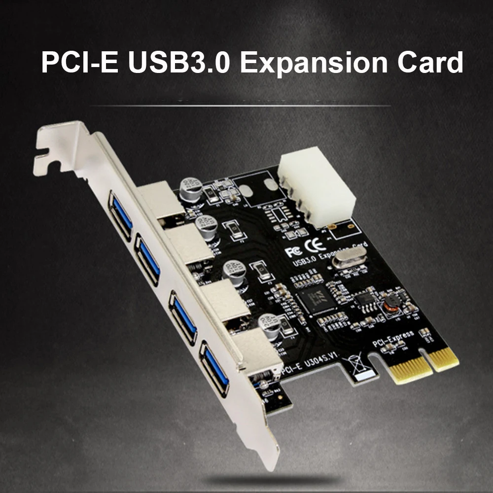 Placa de Expansão Pci Express Pcie Usb 3.0 Hub Adapter Controlador Usb 3.0 Conversor Pci e x1 Portas Novo