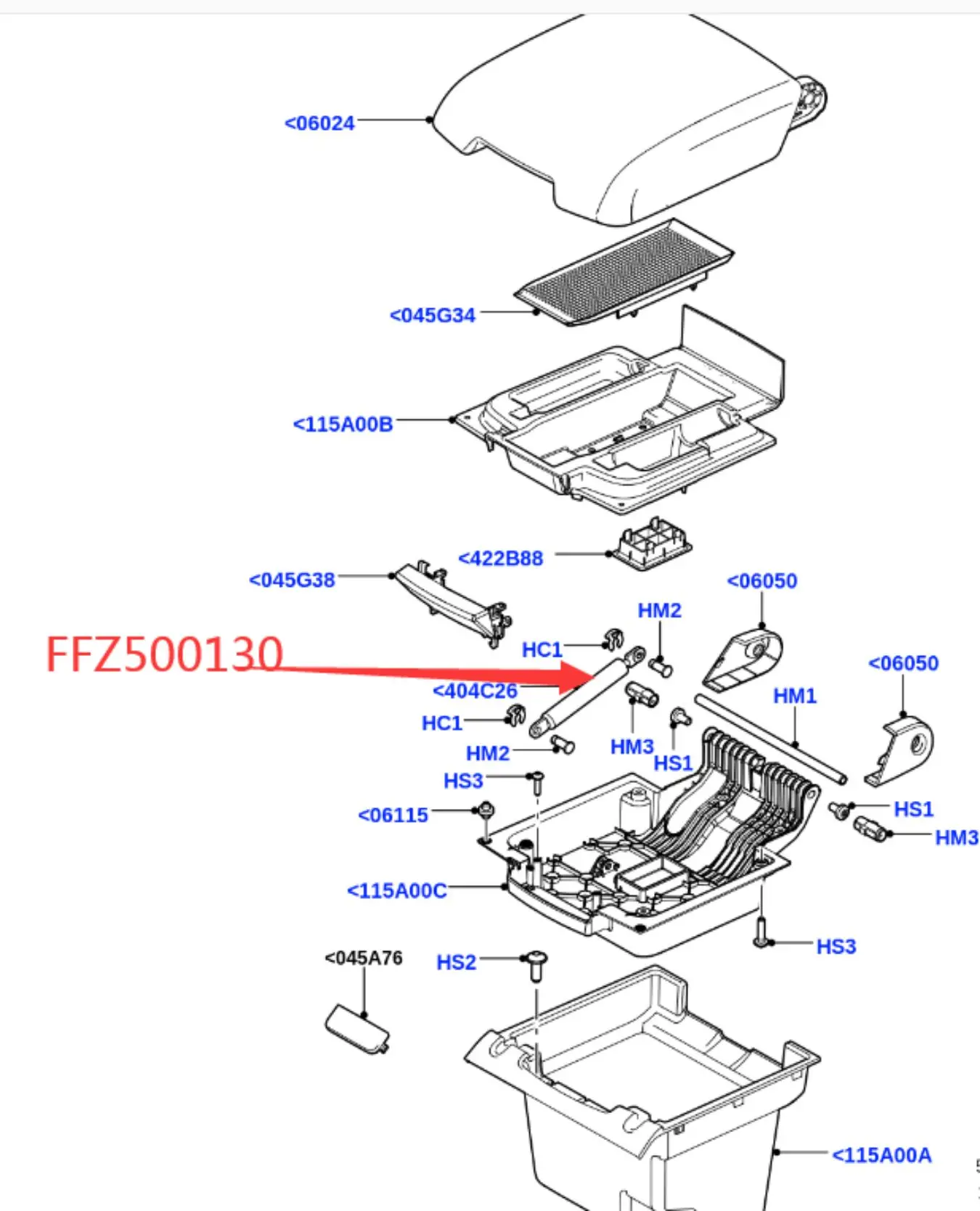 Land Rover Storage Box Shock Absorber Suitable for Range Rover Executive 02-12 L322 Shock Absorber FFZ500130