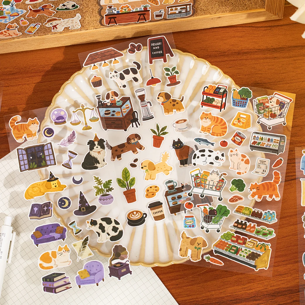 2sheets Small Daily Series Kawaii Cartoon Animal Die Cutting Stickers DIY Diary Scrapbook Aesthetics Stationery Stic