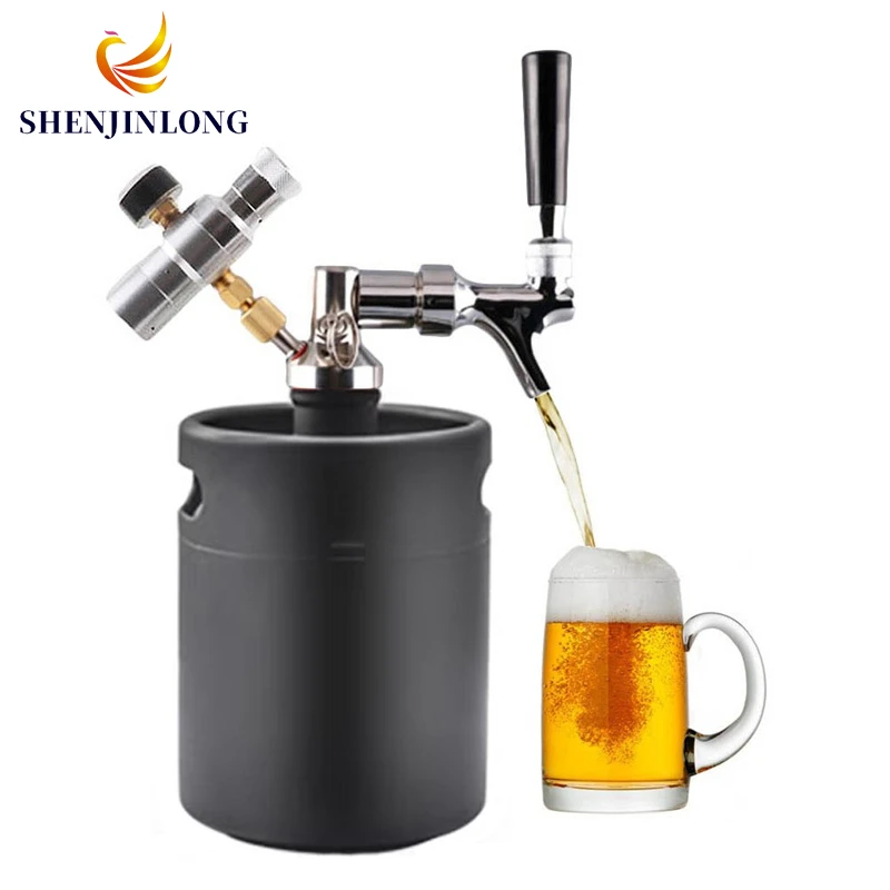 2l Beer Keg Mini Keg Tap Dispenser, Matte Black Growler Barrel