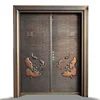 Deluxe Double Opening Fine Carving Aluminum Wood Armored Aluminum Door Entrance Security Door 5