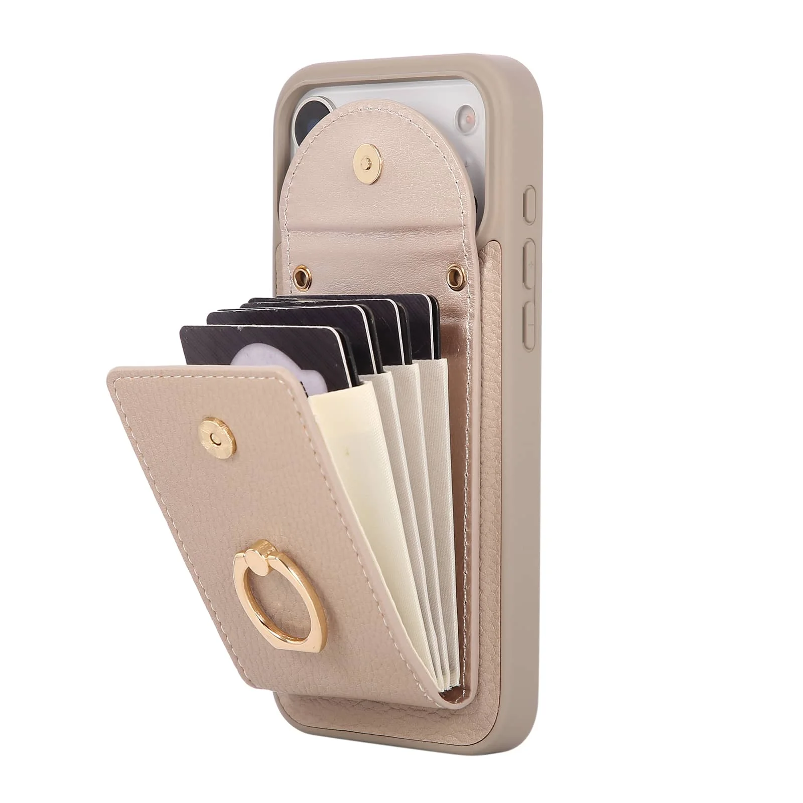 Wallet Case for iPhone 17 Pro Max 17 Pro Air,Card Holder Cover with 360° Ring Kickstand and Durable Shockproof Protective Bumper
