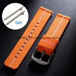 Nylon Military - Style Woven Elastic Watch Band - Quick Release Sport Strap Accessory - Rose Gold Buckle (Orange)