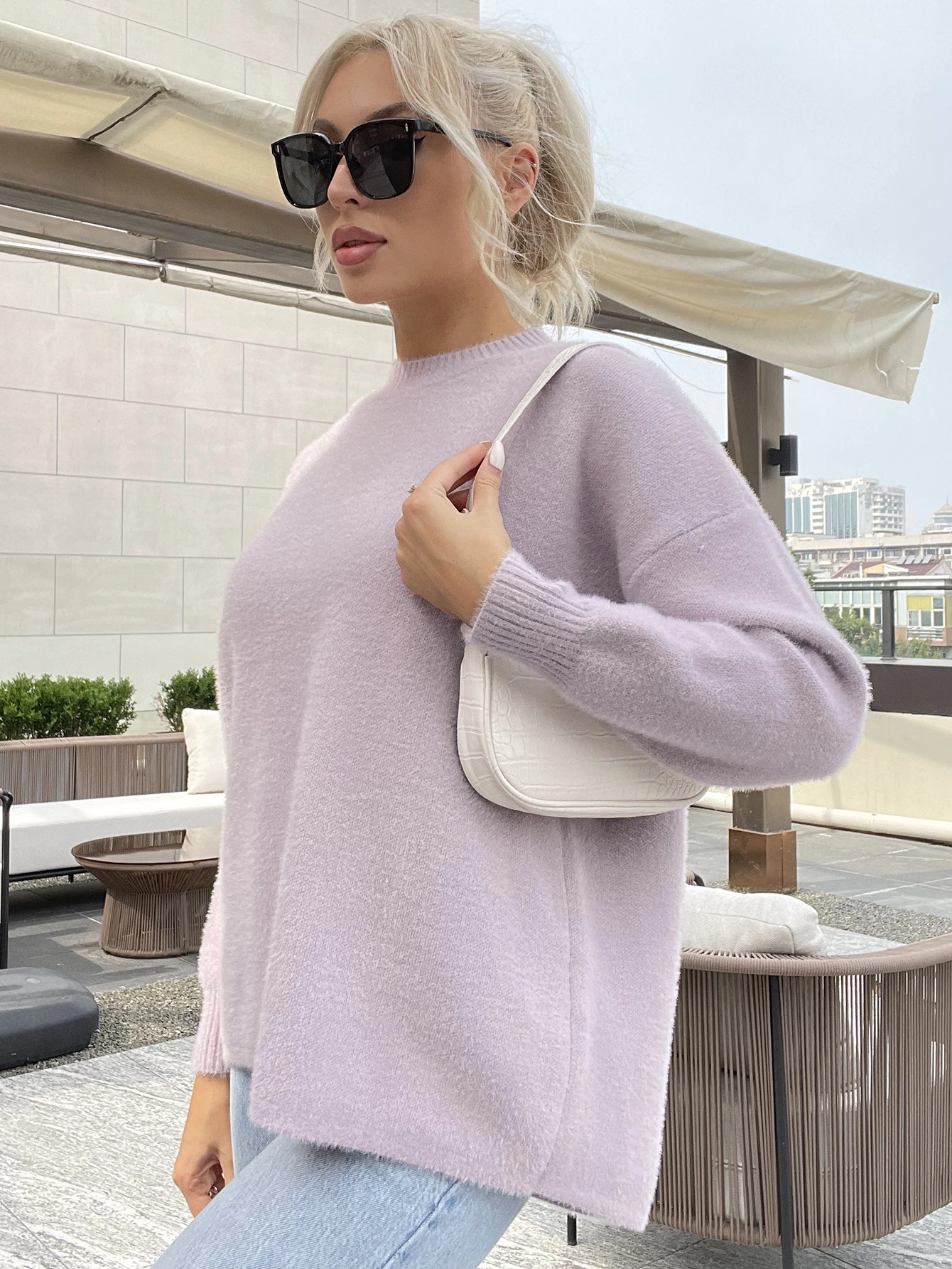 

Wixra Autumn Winter Knitted Pullover Women Solid Loose Sweater Long Sleeve O-Neck Female Knitwear Soft Top