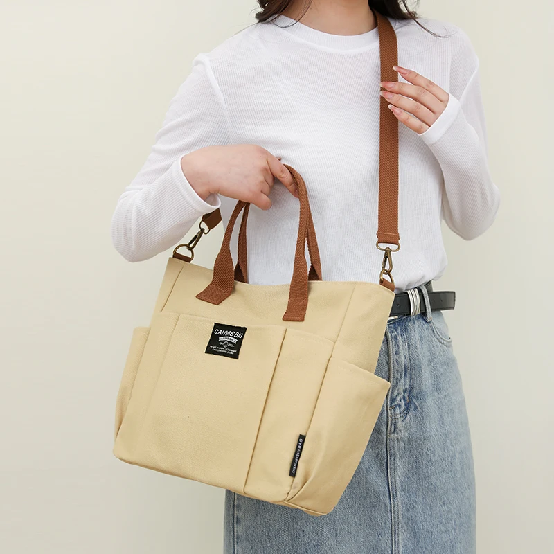 Women's Tote Bag Casual Canvas High Quality Shopping Female Crossbody Schoolbags Solid Shoulder Shopper Bags For Women Handbag