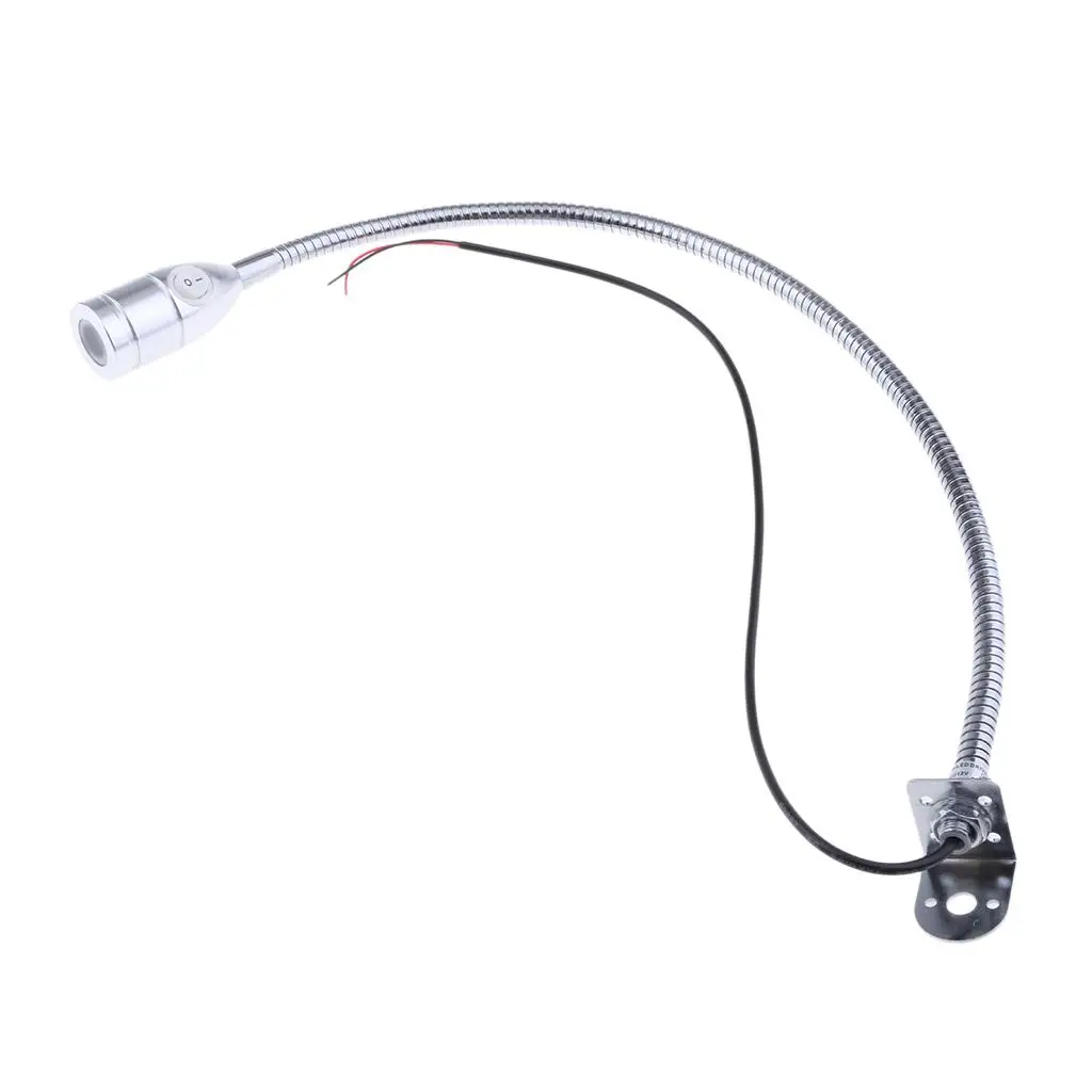 Boats RV Reading Lamp LED Bed Lights Wall-Mounted Beside Lamps Wired Sconce Lamp 12V / 3W / 6000K Gooseneck Length 50cm Boat Reading Lamp