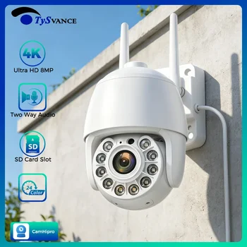 4K 8MP 5MP 2MP PTZ Dome IP Camera Smart Home Security Video WiFi AI Rilevazione IR Colore Esterno Audio bidirezionale Slot per scheda SD CamHipro