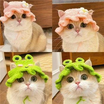 가을 겨울 고양이 모자 탄성 귀여운 세련된 애완 동물 모자, 강아지 새끼 고양이 니트 모자, 파티 사진 촬영 소품 장식, 고양이 액세서리