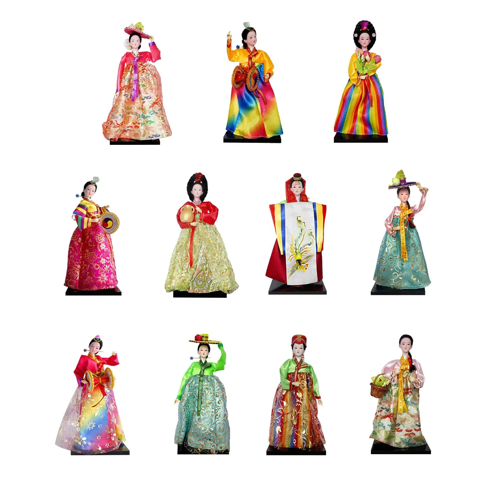Muñeca de Geisha coreana, estatua Kabuki decorativa, adorno étnico folclórico, muñeca Hanbok en miniatura para estante, oficina, hogar, tienda de boda