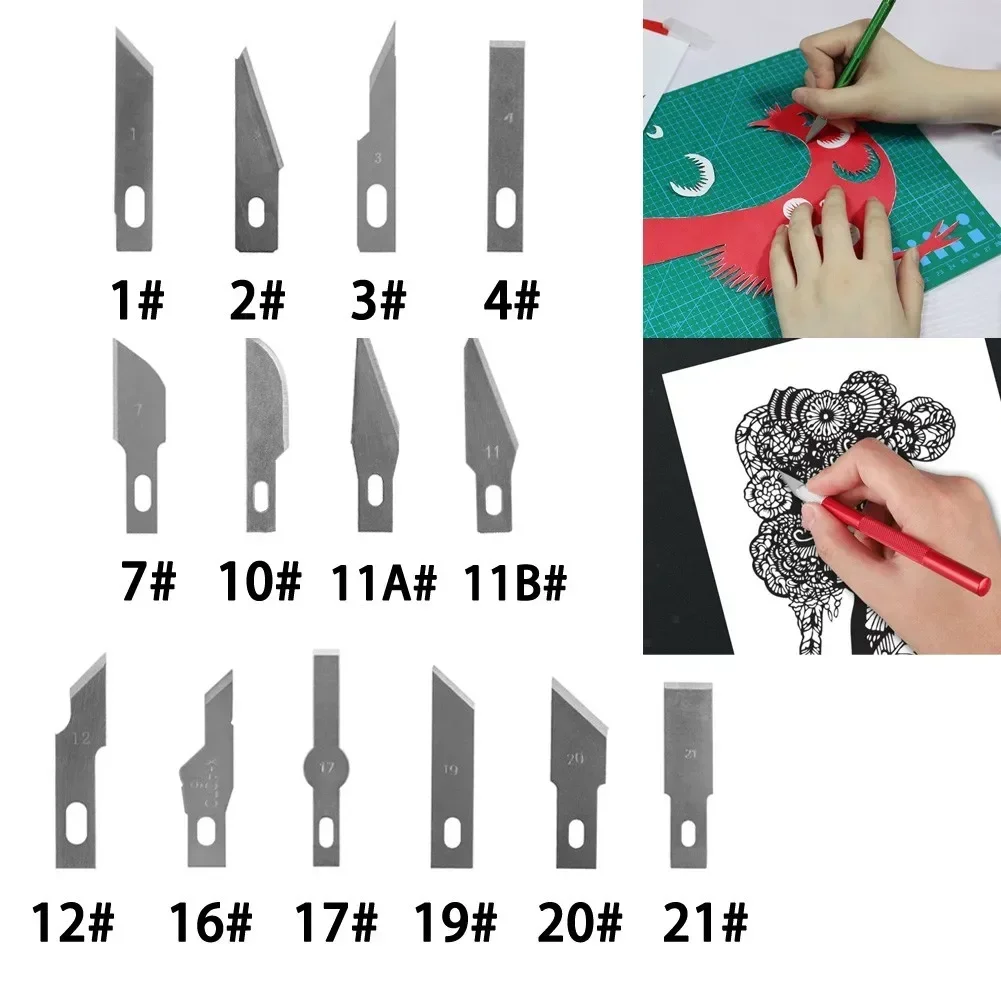 Carving Blade Replaceable 1/2/3/4/7/10/11A/11B/12/16/17/19/20/21 10Pcs Silver DIY Hand Tools Craft Scalpel Multifunction Blade craft cutting blade
