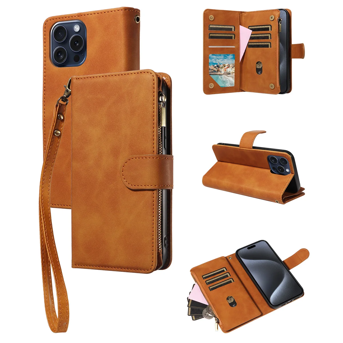 Samsung Galaxy Phone Case - Artificial Leather Clamshell Wallet for S24 S23 S22 S21