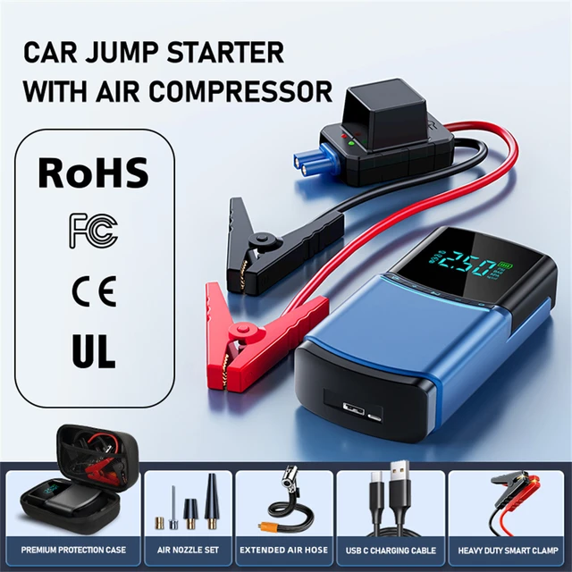 5 In 1 Car Jump Starter Air Pump Power Bank Portable Air Compressor Cars  Battery Starters Starting Auto Tyre Inflator