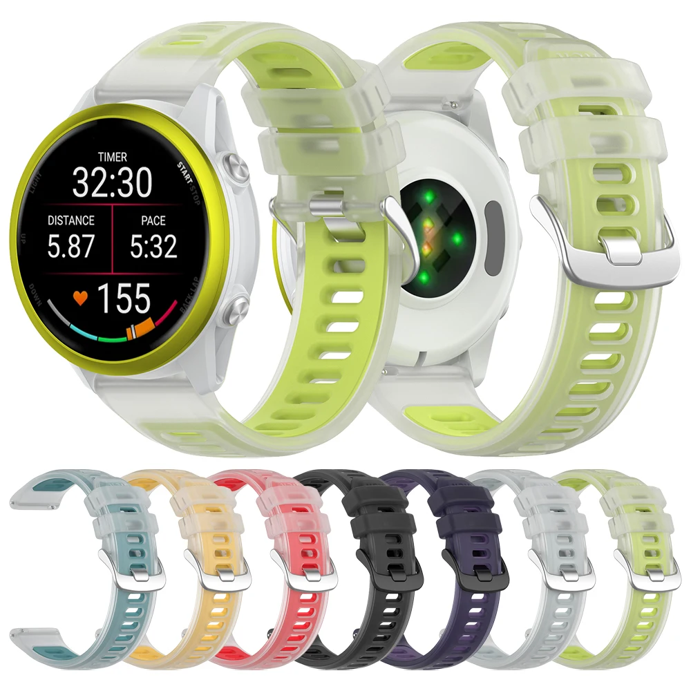 Garmin Forerunner 570 265 255 165 55/Vivoactive 6 5 4/Venu 스포츠 밴드 팔찌 용 22mm 20mm 투명 투톤 실리콘 스트랩