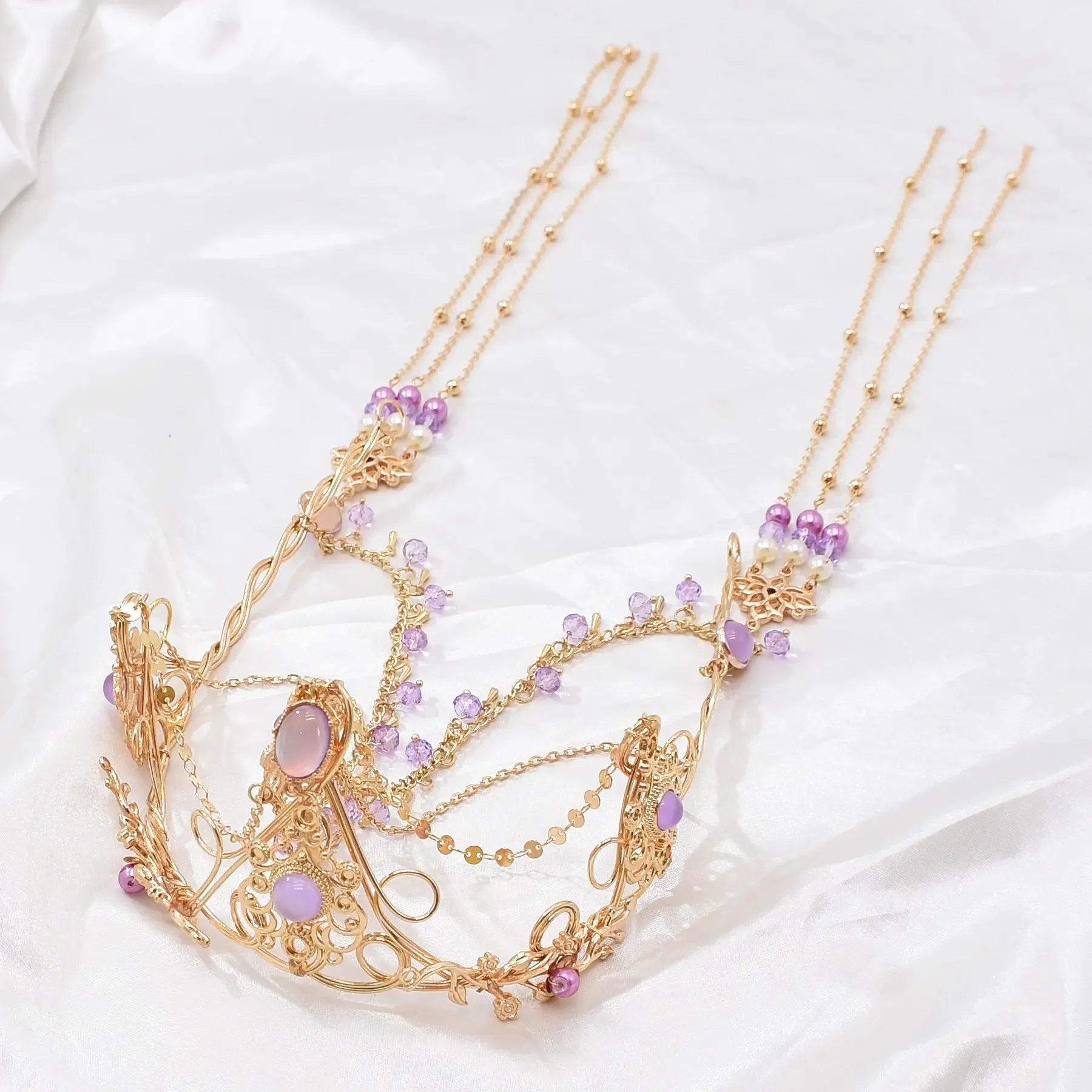 Romantic Wedding Shiny Headband Headdress Princess Jewelry Gift Bead FlowerChain Hair Headwear Girl