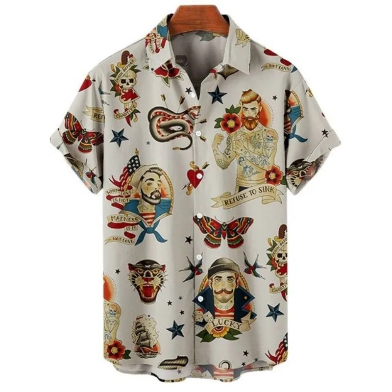 Mens Designer Clothes Sailor Moon Streetwear Beach Mermaid Tunic Short Sleeve Summer Oversized Hawaiian High Quality Shirt