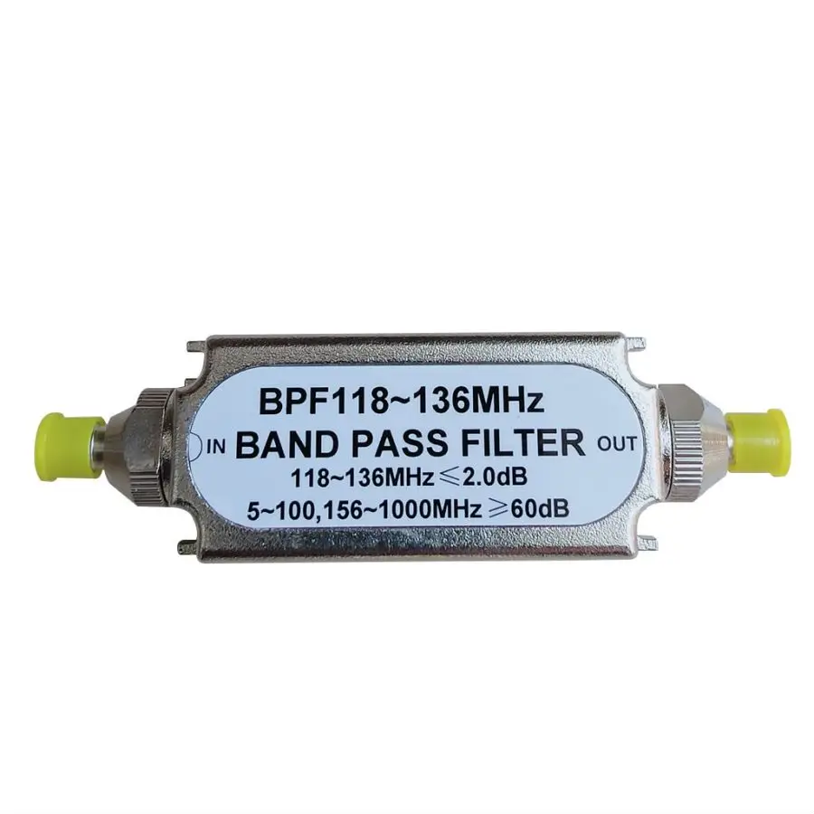 Filtro de paso de banda de carcasa de aleación de Zinc BPF 118-136MHz, conector SMA de 50ohm, filtro de paso de banda para banda de frecuencia de aire, banda aeronáutica
