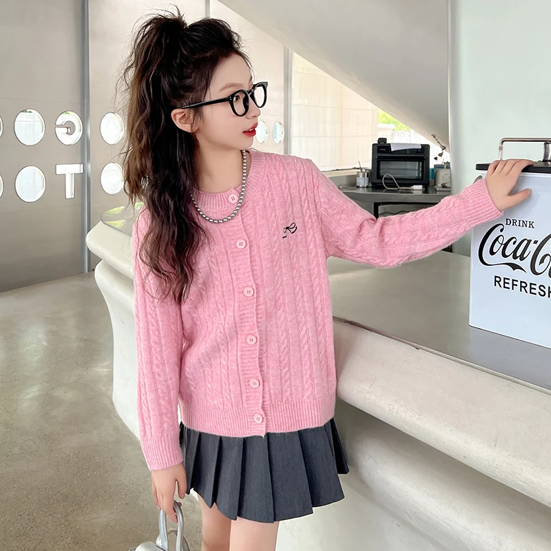 Cute Sweet Style Baby Children Knitted Cardigan for Girls School