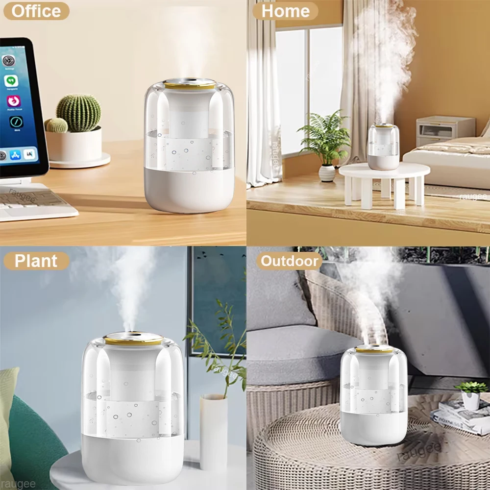Air Humidifier 2.2L Large Capacity Home Humidifier Mute Mist Maker Double Nozzle Usb Humidifier for Bedroom with LED Night Light 6